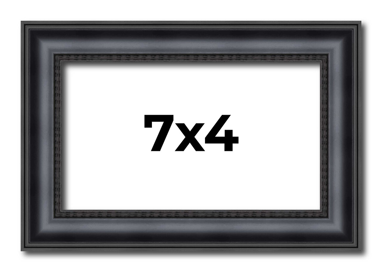 Photo Size Linear Black Picture Frame - UV Acrylic, Foam Board Backing, Hanging Hardware